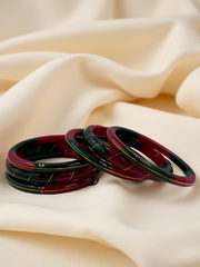 22k Lightweight Gold Bangle Red&Green Variya Set