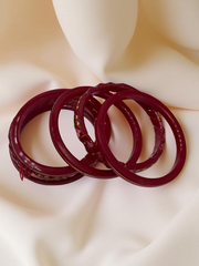 22k Lightweight Gold Bangle Red Variya Set