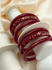 22k Lightweight Gold Bangle Red Variya Set