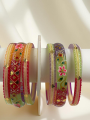 22k Lightweight Gold Bangle Variya Set With Stickers