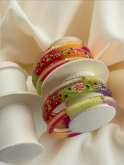 22k Lightweight Gold Bangle Variya Set With Stickers