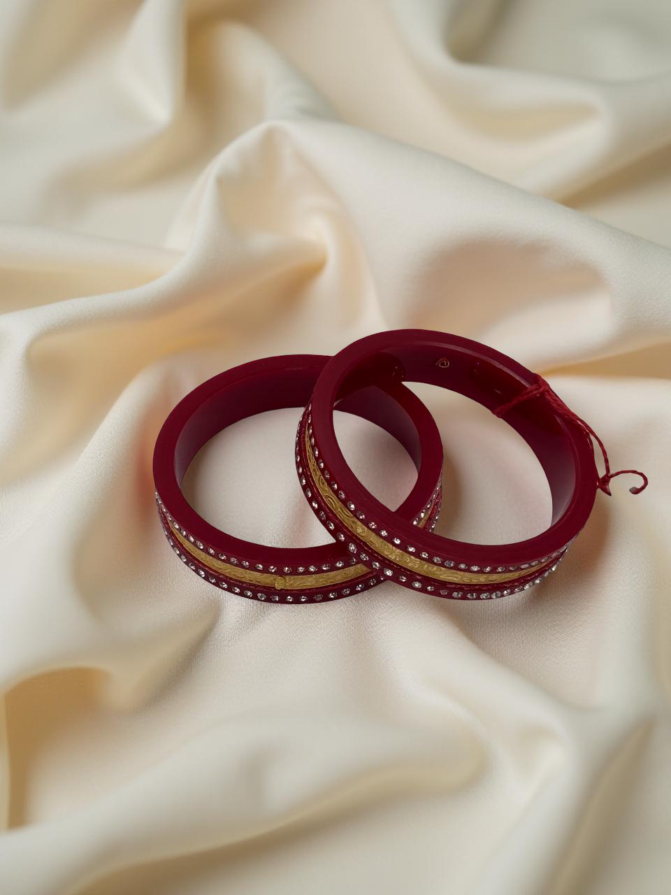 Dazzling Daily Elegance: 22K Gold Chip Comfort Bangles (Set of 2)