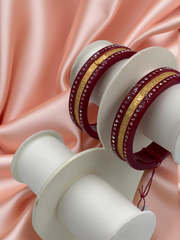 Dazzling Daily Elegance: 22K Gold Chip Comfort Bangles (Set of 2)