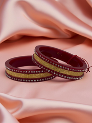 Dazzling Daily Elegance: 22K Gold Chip Comfort Bangles (Set of 2)