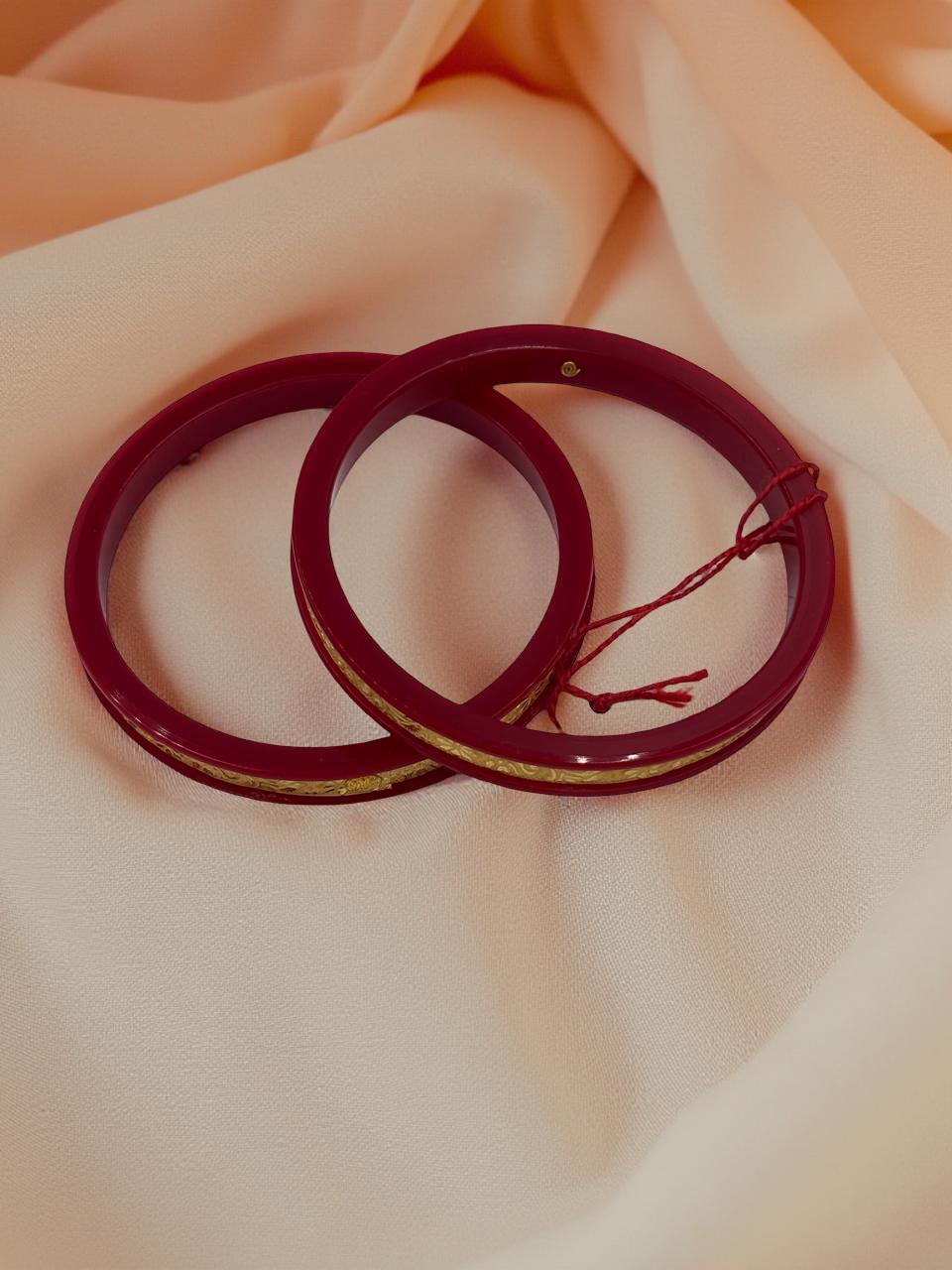 Dazzling Daily Elegance: 22K Gold Chip Comfort Bangles (Set of 2)