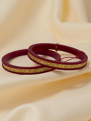 Dazzling Daily Elegance: 22K Gold Chip Comfort Bangles (Set of 2)