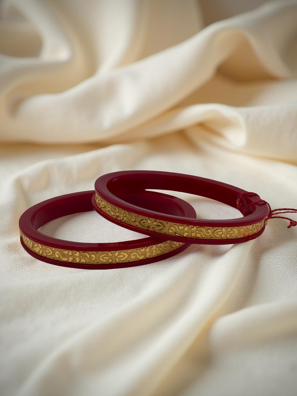 Dazzling Daily Elegance: 22K Gold Chip Comfort Bangles (Set of 2)