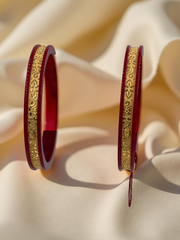 Dazzling Daily Elegance: 22K Gold Chip Comfort Bangles (Set of 2)
