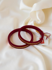 Dazzling Daily Elegance: 22K Gold Chip Comfort Bangles (Set of 2)