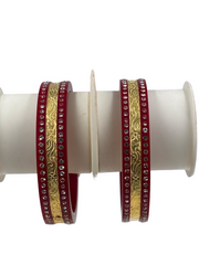 Dazzling Daily Elegance: 22K Gold Chip Daimond Comfort Bangles (Set of 2)