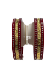 Dazzling Daily Elegance: 22K Gold Chip Daimond Comfort Bangles (Set of 2)