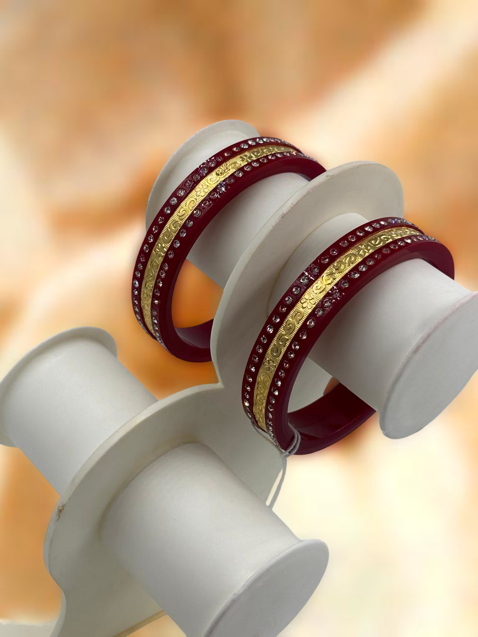 Dazzling Daily Elegance: 22K Gold Chip Daimond Comfort Bangles (Set of 2)