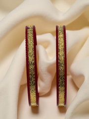 Dazzling Daily Elegance: 22K Gold Chip Comfort Bangles (Set of 2)