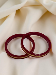 Dazzling Daily Elegance: 22K Gold Chip Comfort Bangles (Set of 2)