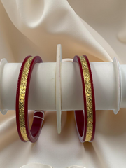 Dazzling Daily Elegance: 22K Gold Chip Comfort Bangles (Set of 2)