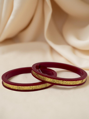 Dazzling Daily Elegance: 22K Gold Chip Comfort Bangles (Set of 2)