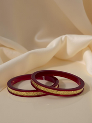 Dazzling Daily Elegance: 22K Gold Chip Comfort Bangles (Set of 2)