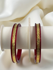 Dazzling Daily Elegance: 22K Gold Chip Comfort Bangles (Set of 2)