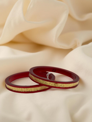 Dazzling Daily Elegance: 22K Gold Chip Comfort Bangles (Set of 2)