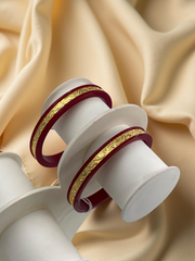 Dazzling Daily Elegance: 22K Gold Chip Comfort Bangles (Set of 2)