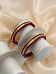 Dazzling Daily Elegance: 22K Gold Chip Comfort Bangles (Set of 2)