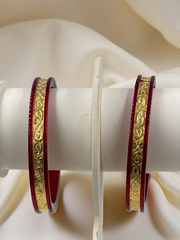 Dazzling Daily Elegance: 22K Gold Chip Comfort Bangles (Set of 2)