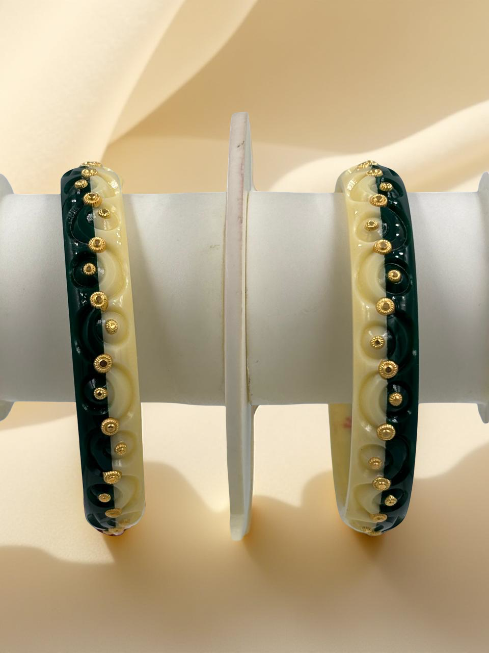 Exquisite Elegance: 22K Gold Fancy Teliya CNC Lightweight Bangles (Set of 2)