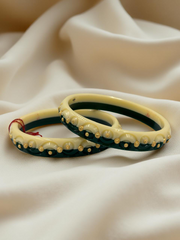 Exquisite Elegance: 22K Gold Fancy Teliya CNC Lightweight Bangles (Set of 2)