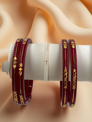 Exquisite Elegance: 22K Gold Fancy Lightweight Bangles (Set of 4)