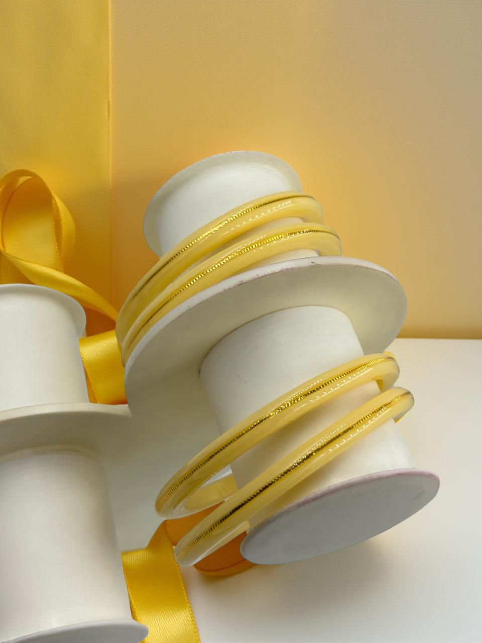 22K Gold Cream Khadak Bangles 4Pcs