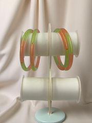 22K Gold Green&Orange Khadak Bangles 4Pcs
