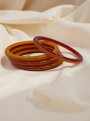 22K Gold Red&Orange Khadak Bangles 4Pcs