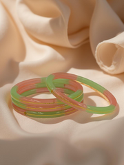 22K Gold Green&Orange Khadak Bangles 4Pcs