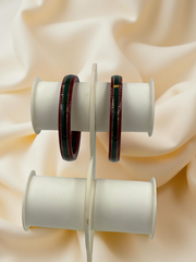22K Gold Green & Red Khadak Bangles 4Pcs