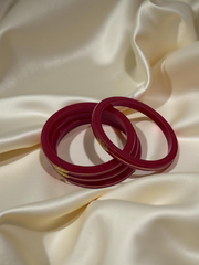 22K Gold Red Om Sticker Khadak Bangles 4Pcs