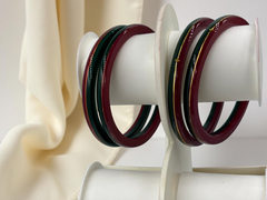22K Gold Red & Green Khadak Bangles 4Pcs