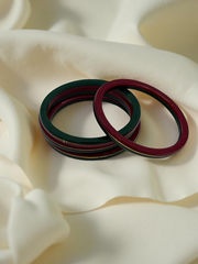 22K Gold Red & Green Khadak Bangles 4Pcs