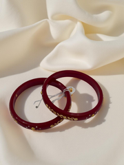 Exquisite Elegance: 22K Gold Fancy Teliya Lightweight Bangles (Set of 2)