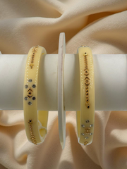 Exquisite Elegance: 22K Gold Fancy Teliya Lightweight Bangles (Set of 2)