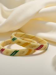 Exquisite Elegance: 22K Gold Fancy Painting Teliya Lightweight Bangles (Set of 2)