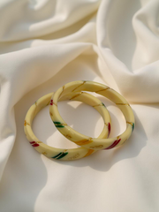 Exquisite Elegance: 22K Gold Fancy Painting Teliya Lightweight Bangles (Set of 2)