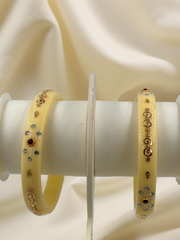 Exquisite Elegance: 22K Gold Fancy Teliya Lightweight Bangles (Set of 2)