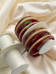 Hand-Painted Masterpiece: 22K Gold Fancy Chuda Bangle Set (6-Piece)