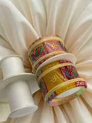 Hand-Painted Masterpiece: 22K Gold Multi-Colour Fancy Chuda Bangle Set (6-Piece)