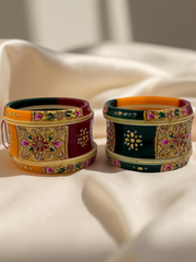 Hand-Painted Masterpiece: 22K Gold Fancy Chuda Bangle Set (6-Piece)