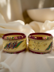 Hand-Painted Masterpiece: 22K Gold Fancy Chuda Bangle Set (6-Piece)