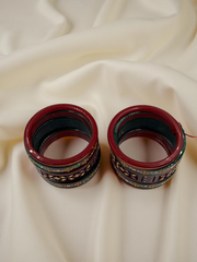 Hand-Painted Masterpiece: 22K Gold CNC Fancy Chuda Bangle Set (10-Piece)