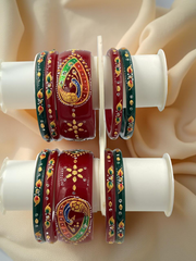 Hand-Painted Masterpiece: 22K Gold Fancy Chuda Bangle Set (10-Piece)