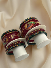 Hand-Painted Masterpiece: 22K Gold Fancy Chuda Bangle Set (10-Piece)