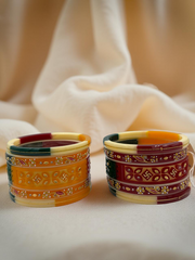 Hand-Painted Masterpiece: 22K Gold CNC Fancy Chuda Bangle Set (10-Piece)